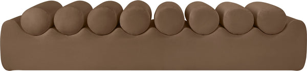 Meridian Furniture Rumble Vegan Leather Upholstered Bench with Bolster Pillows for Bedroom or Entryway Brown 72 inches 22084Brown