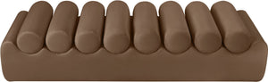 Meridian Furniture Rumble Vegan Leather Upholstered Bench with Bolster Pillows for Bedroom or Entryway Brown 72 inches 22084Brown