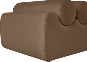 Meridian Furniture Rumble Vegan Leather Upholstered Bench with Bolster Pillows for Bedroom or Entryway Brown 72 inches 22084Brown