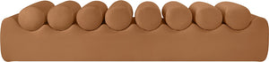 Meridian Furniture Rumble Vegan Leather Upholstered Bench with Bolster Pillows for Bedroom or Entryway Cognac 72 inches 22084Cognac