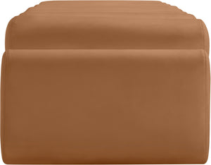 Meridian Furniture Rumble Vegan Leather Upholstered Bench with Bolster Pillows for Bedroom or Entryway Cognac 72 inches 22084Cognac