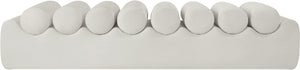 Meridian Furniture Rumble Vegan Leather Upholstered Bench with Bolster Pillows for Bedroom or Entryway Cream 72 inches 22084Cream
