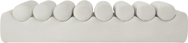 Meridian Furniture Rumble Vegan Leather Upholstered Bench with Bolster Pillows for Bedroom or Entryway Cream 72 inches 22084Cream
