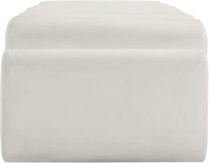 Meridian Furniture Rumble Vegan Leather Upholstered Bench with Bolster Pillows for Bedroom or Entryway Cream 72 inches 22084Cream