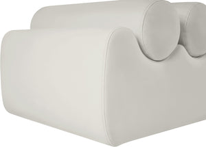 Meridian Furniture Rumble Vegan Leather Upholstered Bench with Bolster Pillows for Bedroom or Entryway Cream 72 inches 22084Cream