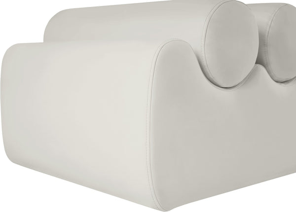Meridian Furniture Rumble Vegan Leather Upholstered Bench with Bolster Pillows for Bedroom or Entryway Cream 72 inches 22084Cream