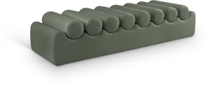 Meridian Furniture Rumble Vegan Leather Upholstered Bench with Bolster Pillows for Bedroom or Entryway Green 72 inches 22084Green