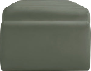 Meridian Furniture Rumble Vegan Leather Upholstered Bench with Bolster Pillows for Bedroom or Entryway Green 72 inches 22084Green