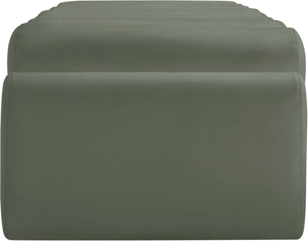 Meridian Furniture Rumble Vegan Leather Upholstered Bench with Bolster Pillows for Bedroom or Entryway Green 72 inches 22084Green