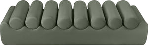 Meridian Furniture Rumble Vegan Leather Upholstered Bench with Bolster Pillows for Bedroom or Entryway Green 72 inches 22084Green