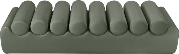 Meridian Furniture Rumble Vegan Leather Upholstered Bench with Bolster Pillows for Bedroom or Entryway Green 72 inches 22084Green