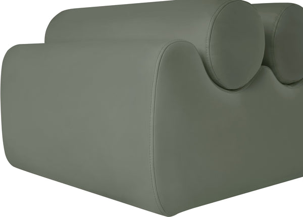 Meridian Furniture Rumble Vegan Leather Upholstered Bench with Bolster Pillows for Bedroom or Entryway Green 72 inches 22084Green