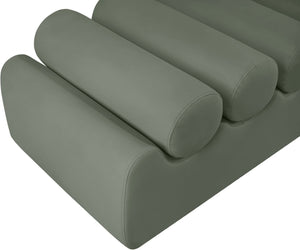 Meridian Furniture Rumble Vegan Leather Upholstered Bench with Bolster Pillows for Bedroom or Entryway Green 72 inches 22084Green