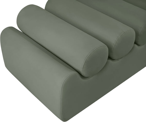 Meridian Furniture Rumble Vegan Leather Upholstered Bench with Bolster Pillows for Bedroom or Entryway Green 72 inches 22084Green