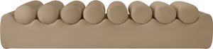 Meridian Furniture Rumble Vegan Leather Upholstered Bench with Bolster Pillows for Bedroom or Entryway Tan 72 inches 22084Tan