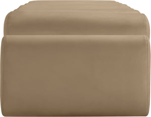Meridian Furniture Rumble Vegan Leather Upholstered Bench with Bolster Pillows for Bedroom or Entryway Tan 72 inches 22084Tan