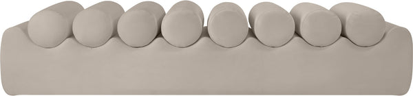 Meridian Furniture Rumble Vegan Leather Upholstered Bench with Bolster Pillows for Bedroom or Entryway Taupe 72 inches 22084Taupe