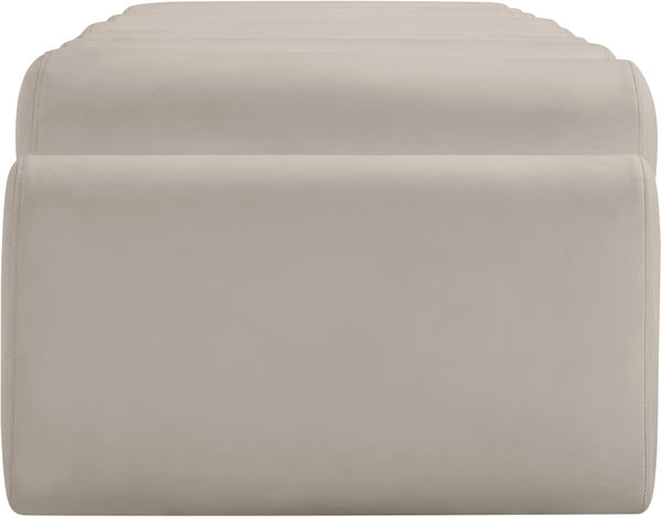 Meridian Furniture Rumble Vegan Leather Upholstered Bench with Bolster Pillows for Bedroom or Entryway Taupe 72 inches 22084Taupe