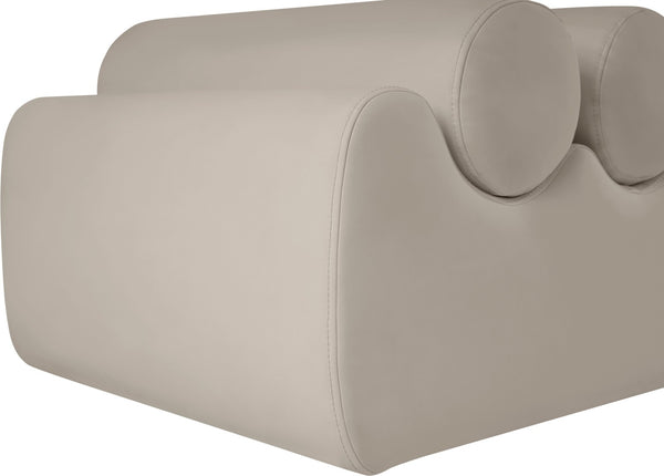 Meridian Furniture Rumble Vegan Leather Upholstered Bench with Bolster Pillows for Bedroom or Entryway Taupe 72 inches 22084Taupe