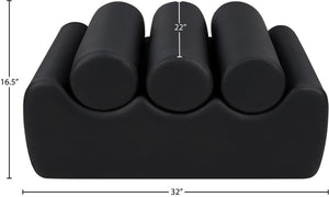Meridian Furniture Rumble Vegan Leather Upholstered Bench with Bolster Pillows for Bedroom or Entryway Black 32 inches 22085Black