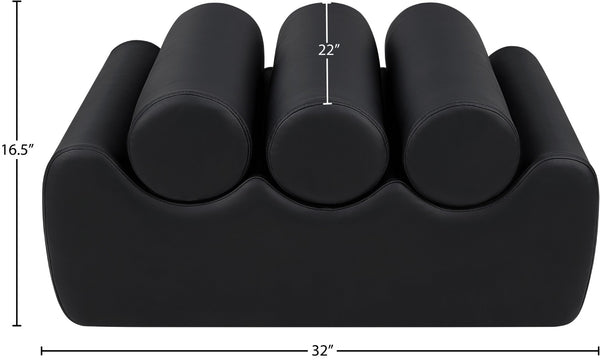 Meridian Furniture Rumble Vegan Leather Upholstered Bench with Bolster Pillows for Bedroom or Entryway Black 32 inches 22085Black