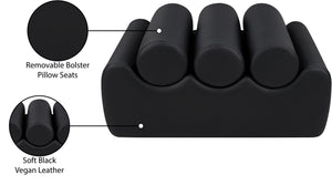 Meridian Furniture Rumble Vegan Leather Upholstered Bench with Bolster Pillows for Bedroom or Entryway Black 32 inches 22085Black