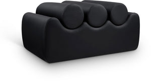 Meridian Furniture Rumble Vegan Leather Upholstered Bench with Bolster Pillows for Bedroom or Entryway Black 32 inches 22085Black