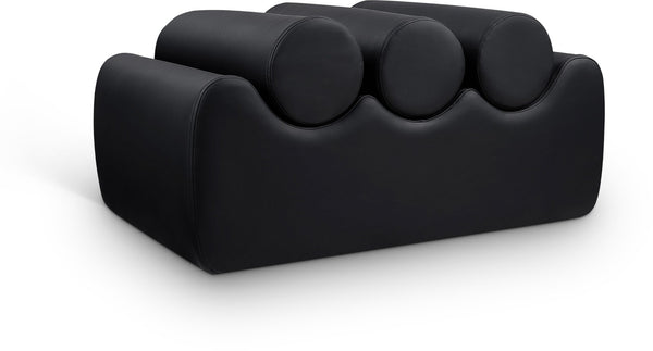 Meridian Furniture Rumble Vegan Leather Upholstered Bench with Bolster Pillows for Bedroom or Entryway Black 32 inches 22085Black