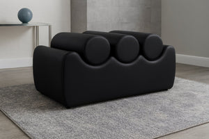 Meridian Furniture Rumble Vegan Leather Upholstered Bench with Bolster Pillows for Bedroom or Entryway Black 32 inches 22085Black