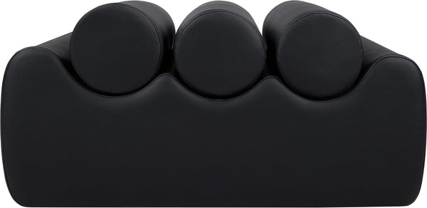 Meridian Furniture Rumble Vegan Leather Upholstered Bench with Bolster Pillows for Bedroom or Entryway Black 32 inches 22085Black