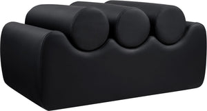 Meridian Furniture Rumble Vegan Leather Upholstered Bench with Bolster Pillows for Bedroom or Entryway Black 32 inches 22085Black