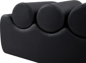 Meridian Furniture Rumble Vegan Leather Upholstered Bench with Bolster Pillows for Bedroom or Entryway Black 32 inches 22085Black