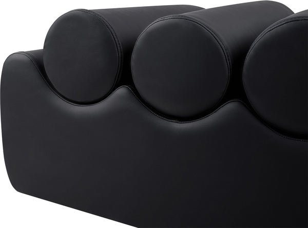 Meridian Furniture Rumble Vegan Leather Upholstered Bench with Bolster Pillows for Bedroom or Entryway Black 32 inches 22085Black