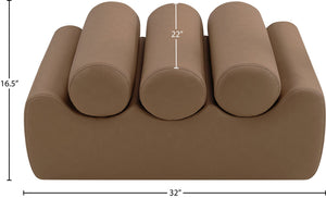 Meridian Furniture Rumble Vegan Leather Upholstered Bench with Bolster Pillows for Bedroom or Entryway Brown 32 inches 22085Brown