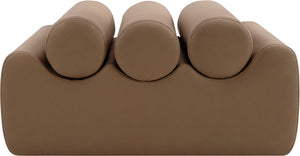 Meridian Furniture Rumble Vegan Leather Upholstered Bench with Bolster Pillows for Bedroom or Entryway Brown 32 inches 22085Brown
