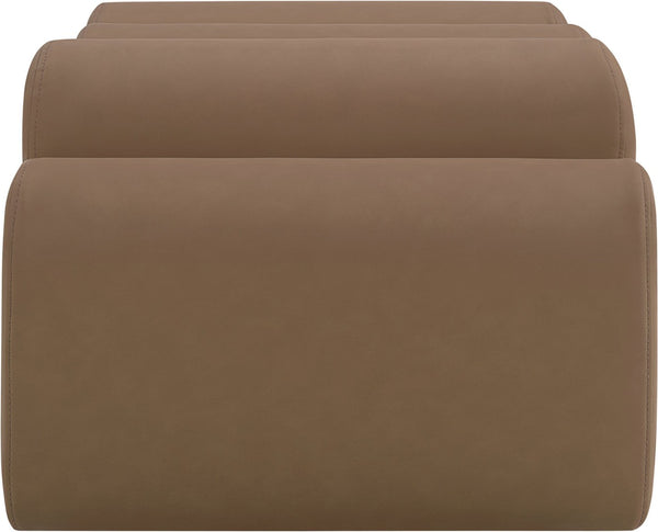 Meridian Furniture Rumble Vegan Leather Upholstered Bench with Bolster Pillows for Bedroom or Entryway Brown 32 inches 22085Brown