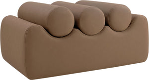 Meridian Furniture Rumble Vegan Leather Upholstered Bench with Bolster Pillows for Bedroom or Entryway Brown 32 inches 22085Brown