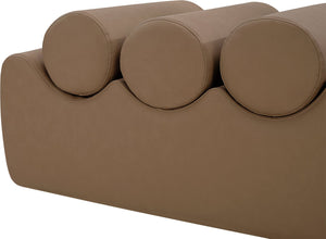 Meridian Furniture Rumble Vegan Leather Upholstered Bench with Bolster Pillows for Bedroom or Entryway Brown 32 inches 22085Brown