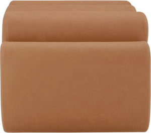 Meridian Furniture Rumble Vegan Leather Upholstered Bench with Bolster Pillows for Bedroom or Entryway Cognac 32 inches 22085Cognac