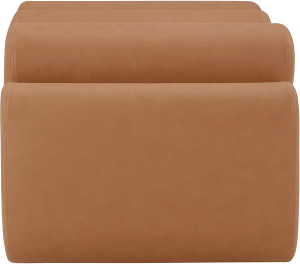 Meridian Furniture Rumble Vegan Leather Upholstered Bench with Bolster Pillows for Bedroom or Entryway Cognac 32 inches 22085Cognac
