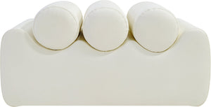 Meridian Furniture Rumble Vegan Leather Upholstered Bench with Bolster Pillows for Bedroom or Entryway Cream 32 inches 22085Cream