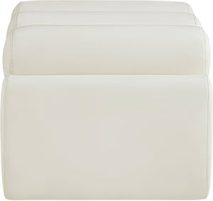 Meridian Furniture Rumble Vegan Leather Upholstered Bench with Bolster Pillows for Bedroom or Entryway Cream 32 inches 22085Cream