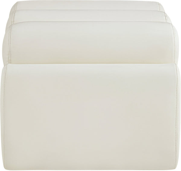 Meridian Furniture Rumble Vegan Leather Upholstered Bench with Bolster Pillows for Bedroom or Entryway Cream 32 inches 22085Cream