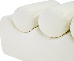 Meridian Furniture Rumble Vegan Leather Upholstered Bench with Bolster Pillows for Bedroom or Entryway Cream 32 inches 22085Cream