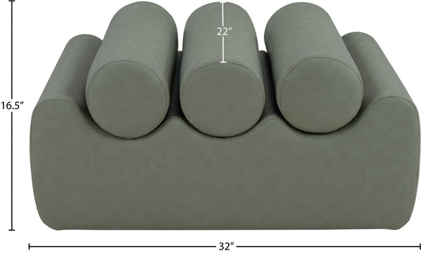 Meridian Furniture Rumble Vegan Leather Upholstered Bench with Bolster Pillows for Bedroom or Entryway Green 32 inches 22085Green