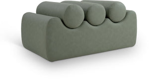 Meridian Furniture Rumble Vegan Leather Upholstered Bench with Bolster Pillows for Bedroom or Entryway Green 32 inches 22085Green