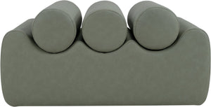 Meridian Furniture Rumble Vegan Leather Upholstered Bench with Bolster Pillows for Bedroom or Entryway Green 32 inches 22085Green