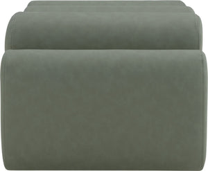Meridian Furniture Rumble Vegan Leather Upholstered Bench with Bolster Pillows for Bedroom or Entryway Green 32 inches 22085Green