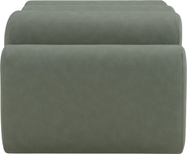 Meridian Furniture Rumble Vegan Leather Upholstered Bench with Bolster Pillows for Bedroom or Entryway Green 32 inches 22085Green