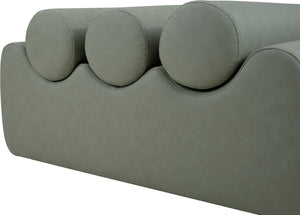 Meridian Furniture Rumble Vegan Leather Upholstered Bench with Bolster Pillows for Bedroom or Entryway Green 32 inches 22085Green